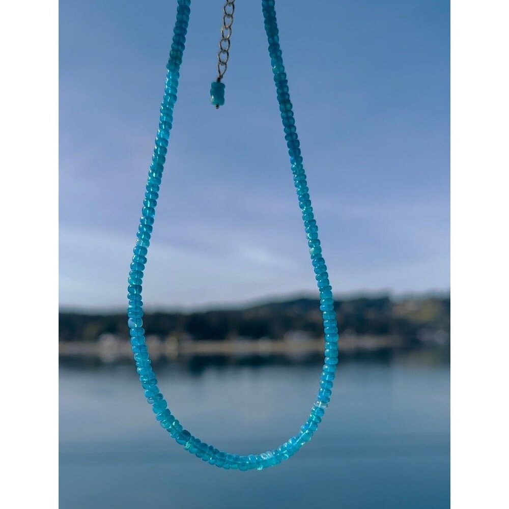 Blue Necklace STUNNING Necklace Ethiopian Paraiba Blue Beaded Fire Opal Necklace